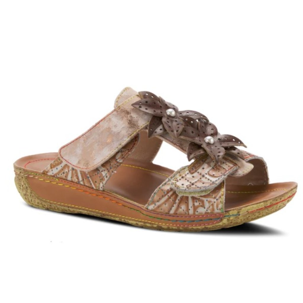 Euc Spring Step L'artiste Karina Slide On Floral Leather Sandal